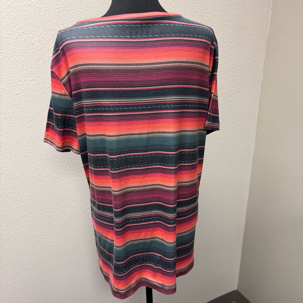 Crazy Train Black Orange Aztec Cactus Graphic V Neck Tee Large - Picture 5 of 8